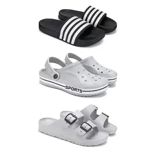 Lightweight Classic SliderSandals with Clogs for Men-Combo(3)-3024-3067-3114-8 Grey-707