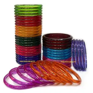 Precious Beauty Everyday Soft Bold Colors Vibrant colorful Plastic Bangles Bracelet jewelry set for Girls and Women (Pack of 48 bangles) (2.4 Inches)