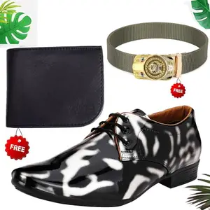 Vitoria Relaxed PU Formal/Party Shoes Combo with Free Wallet & Belt for Men & Boys | Stylish & Comfortable | Ideal for Office, Parties, Casual Outings(Multicolor)(Size: 6UK) 316_AXR-TC-101