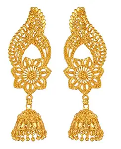 JFL - Jewellery for Less Fashion Gold Plated Copper 3 Layer Jhumkis Earrings for Women and Girls,Valentine