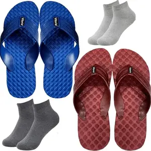 Vitoria Men Slippers | Soft Comfortable Stylish And Anti Skid Men's Flip-Flops & Slippers | Color : Multicolor | Size : 8, 2SLPSpidrMhunBoltBluDrkGryLgtGryScks-8