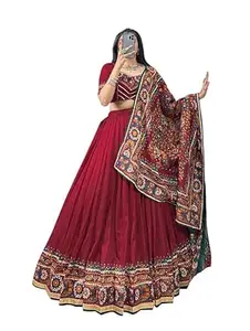Women's Trending Designeer Dola silk Lehenga Choli Dola silk Digital Print with Foil Work With Unstitched Blouse Digital Print Adorned with Foil Work For Navrati