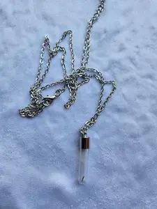 SU-BANSHI Mini Little Pepper Glass Crystal Bottle Real Dandelion Pendant Vial Necklace For Women Gift