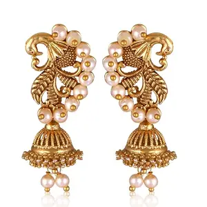 VFJ VIGHNAHARTA FASHION JEWELLERY Vighnaharta Beautiful Earrings Pearl mayur Jhumki Earring for Women and Girls[VFJ2464ERG]