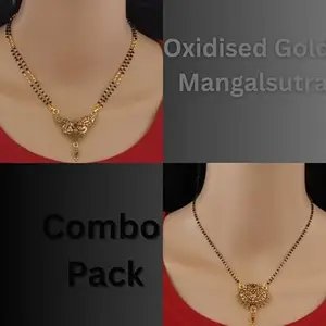 2 pcs combo Pack Ethnic Gold Jewelry's Mangalsutra Pendant Tanmaniya(18 Inch) Brass Mangalsutra hA_23&26