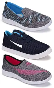 WORLD WEAR FOOTWEAR Multicolor Casual Sports Running Shoes for Women 4 UK (Pack of 3 Pair) (3A)_5046-5044-5045