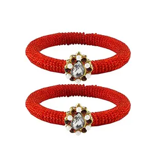 MAYA FASHION Red Stone Brass Bangle With Very Extra Large Size Elegant Extra Large Size Bangle | Perfect Fit for Plus Size banglesTrendy and Comfortable Fit for woman and girls | (Sku-ban2120)