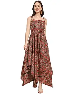 Trend Arrest Multi Printed Handkerchief Hem Dress Multicolour