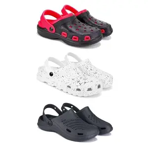 DRACKFOOT-Lightweight Classic Clogs || Sandals with Slider Adjustable Back Strap for Men-Combo(3)-3017-3057-3146-9 Black