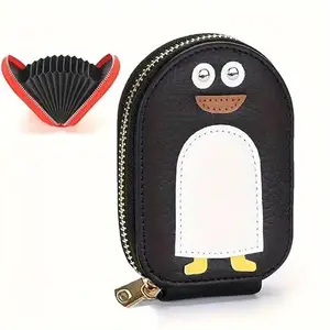 Stavae Cute Penguins PU Credit Card Coin Wallet,Cute Penguin Card Holder Purse,Portable Credit Card Wallets for Women, Mini Wallet Multi-Slots Credit Cards Bag, Penguin Gifts for Women(Multicolor)(1)