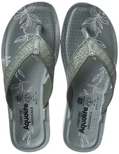 Aqualite Women PL-702 Slipper, Grey/Green, 5 UK/India