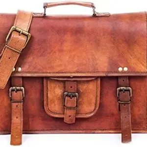 Znt Bags, Brown Leather Laptop Satchel Messenger Bag 13 Inches