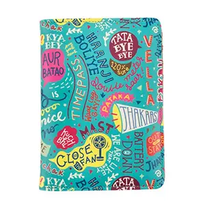 Chumbak Women's Passport Holder |Things Indian Say Collection |Vegan Leather Travel essentials for Women |Travel Wallet with 3 Slots for Debit/Credit Card, 1 Passport Slot, 1 Transparent ID Window - Teal