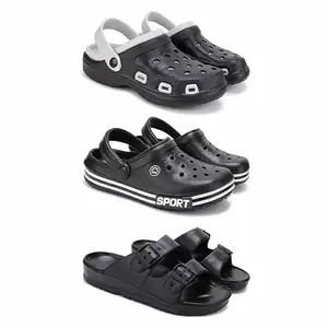 DRACKFOOT Lightweight Classic Clogs || Sandals with Slider for Men-Combo(3)-3018-3014-3115-9 Black