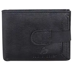 pocket bazar Men's Wallet Black Artificial Leather Wallet Luppi-Button (7 Card Slots)