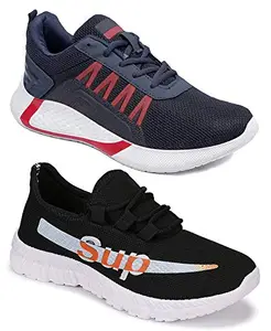 WORLD WEAR FOOTWEAR Multicolor Men's Casual Sports Running Shoes 10 UK (Pack of 2 Pair) (2A)_9164-9311