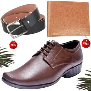Aadab Trendy Formal Shoes/Party Shoes/Shoes Combo with Free Wallet & Belt for Men and Boys (BAZAAR6751_RT-Tan-1004) Multicolor