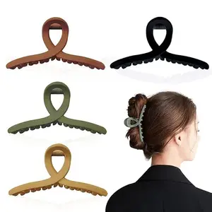 CHRONEX 4Pcs Matte Hair Claw Clips 4.3 Inch Acrylic Nonslip Large Jaw Hair Clamp for Women Thick Hair Styling Accessories