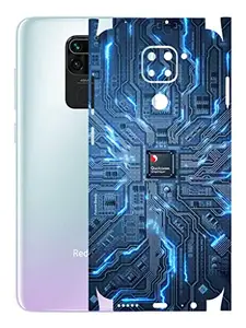 AtOdds - Redmi Note 9 Mobile Back Skin Rear Screen Guard Protector Film Wrap (Coverage - Back+Camera+Sides) (Circuit)