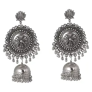 Ethonica Oxidised Silver Plated Enamel Meenakari Handmade Jhumki Jhumka Earrings for Women Girls Indian Antique Ethnic Traditional Jewellery