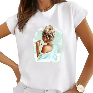 Women's Round Neck White Printed T-Shirt New_WPRNT#035_White_XL