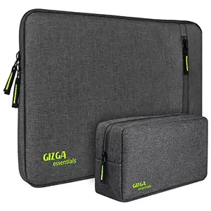 Gizga Essentials 13.3 Inch Laptop Sleeve Case Cover Bag with Extra Pouch & Front Pocket | Slim & Water-Resistant Nylon Fabric with Shockproof Foam Padding, Soft Lining & Premium Zipper Closure (Grey)