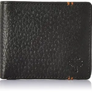 WOODLAND Mens Leather Utility Wallet (Black/Tan)