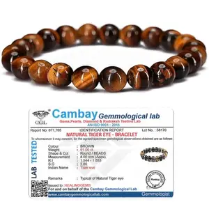 HEALINGGEMS Tiger Eye Stone for Men & Women | Original Certified AAA+ Clarity Shiny Round Beads | Handcrafted Crystal Jewelry Gift (Pack of 1)