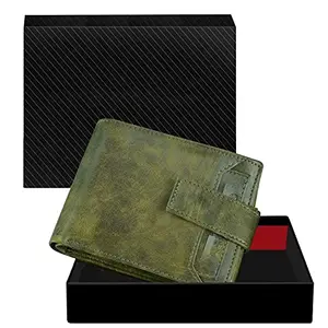 DUQUE Men's EleganceGent Made from Genuine Leather Luxury, Style, and Functionality Combined Wallet (JAC-WL22-Green)