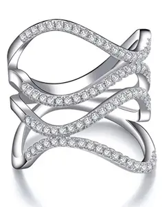 Karatcart Platinum Plated Elegant Austrian Crystal Adjustable Ring for Women