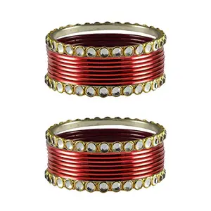 MAYA FASHION Maroon Stone Metal Bangle Elegant Extra Large Size Bangle | Perfect Fit for Plus Size banglesTrendy and Comfortable Fit for woman and girls | (Sku-ban4118)