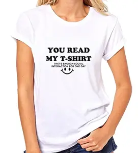 Crazy Sutra Women's Polyester Dry Fit Half Sleeve Casual Printed T-Shirt (White; XL)
