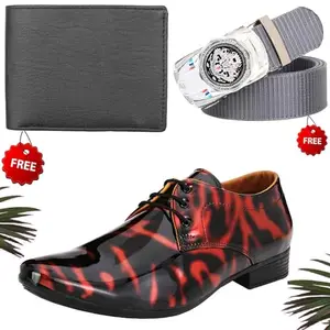 Vitoria Men's PU Formal/Party Shoes | Shoes Combo with Free Wallet & Belt | Stylish & Comfortable | Ideal for Office, Casual Outings, Parties (4224_VTOR-BLK-101) (Multicolor)(Size: 9UK)