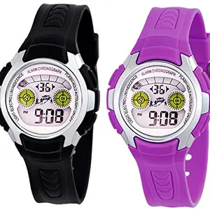 Time Up Combo of 2 Digital Dial Colorful Alarm Function,Waterproof,Multicolor Backlight Watches for Kids-EF20-DCMB-BLACK-4