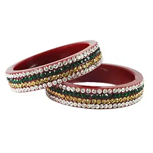 MAYA FASHION Red Stone Acrylic Bangle Elegant Extra Large Size Bangle | Perfect Fit for Plus Size banglesTrendy and Comfortable Fit for woman and girls | (Sku-ban1579)