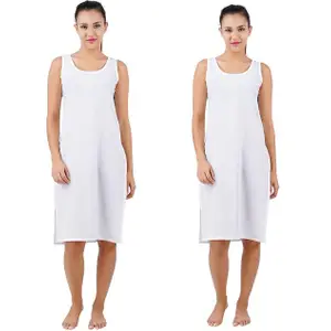 Happy Bunny Full Knee Length Cotton Camisole Inner Long Slip for Women - Firm Notstretchable Slip Lining for Kurti and Chickankari Suits/Tops - Suits Summer and Winter