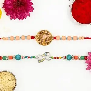 Designer Ladies Rakhi Combo for Bhabhi – Elegant Beads & Charm Rakhi Set of 2