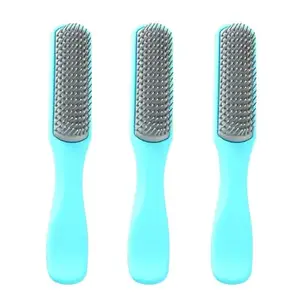 UMAI Flat Hair Brush with Strong & Flexible Bristles | Curl Defining Brush for Thick Curly & Wavy Hair | Small Size | Hair Styling Brush for Women & Men (Blue, Pack of 3)