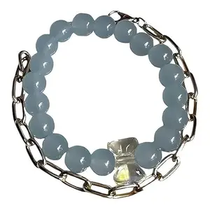 Healing Crystal Bracelets II Aquamarine Bracelet II Natural Stone Bracelets II Positivity II Peace II Harmony II Emotional Balance II 8 MM II Men & Women