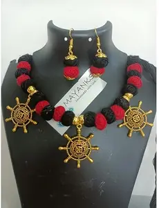 Fabric Multicolor Jewellery Set (Pack of 1) Earring00 & Necklace Set MA 10