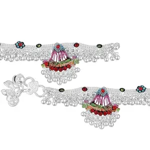 BR Ornaments Trendy Indian Premium Silver Polished Anklet Payal For Women & Girls