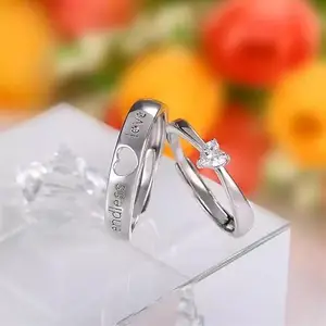 Men Valentine Smart Temperature Combo Ring Silver & Black (IR4653)