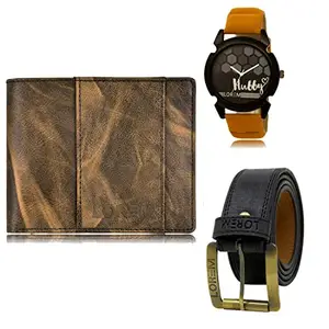 LOREM Watch-Artificial Leather Belt & Wallet Combo for Men (Fz-Lr32-Wl20-Bl01)