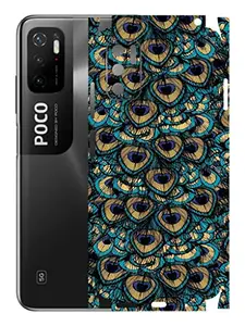 AtOdds - Poco M3 Pro Mobile Back Skin Rear Screen Guard Protector Film Wrap with Camera Protector (Coverage - Back+Camera+Sides) (Peacock)