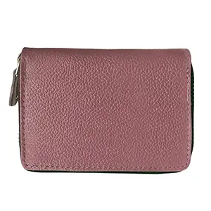 ABYS Genuine Leather Women Wallet||ATM Card Case||Money Purse||Card Holder with Zip Closure (Pink)
