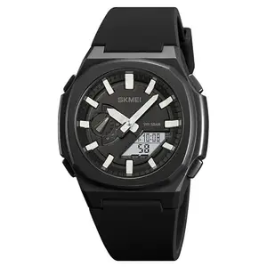 SKMEI Silicone Analog Digital Retro Men Watch Relojes-Hombr Al Por Mayor Dual Time Display On Wrist - 2091, Black Dial, Black Band