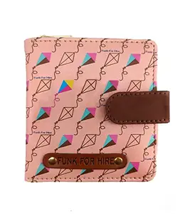 Funk For Hire Women Kite Printed Pink Vegan Leather Mini Square Wallet