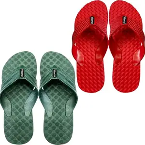 Vitoria Men Slippers | Soft Comfortable Stylish And Anti Skid Men's Flip-Flops & Slippers | Color : Green-Red | Size : 10, FPKS01SpidrGrnSlprS04BoltRedSlpr2SP-10