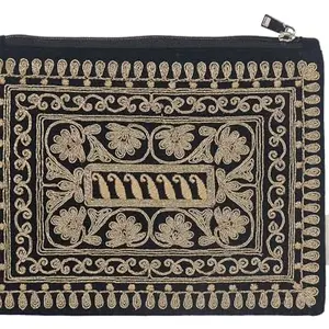 Aakrutii Embroidery Cotton Pouch Multipurpose Canvas Pouch for Travel, Cosmetic,Office, Stationary, Gadgets, Money Purpose, Handbag Pouch