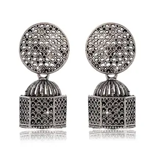HUNNY GIFT AND FASHION STORE Jewellery Earrings for Women Oxidised Silver Jhumka earrings for Girls and Women E-15